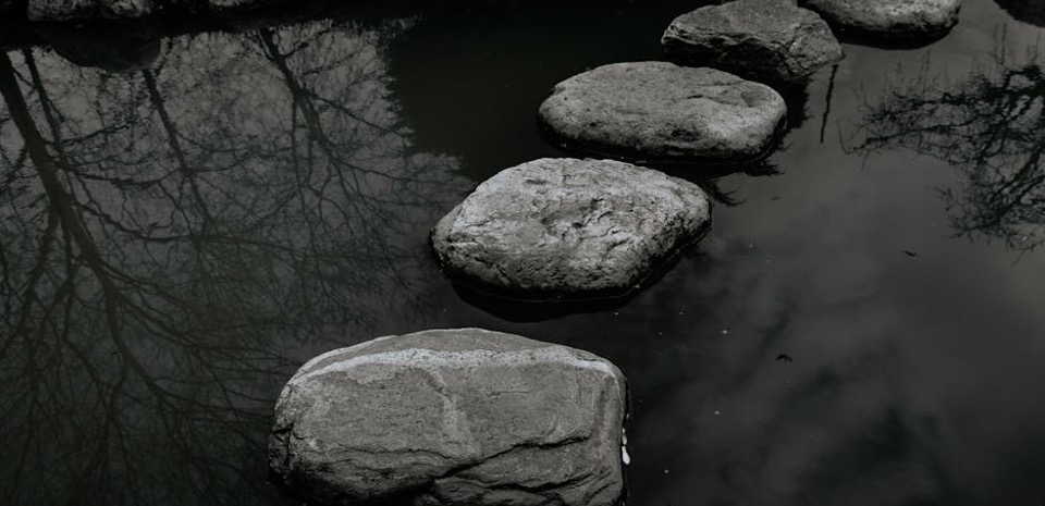Stepping stones across water